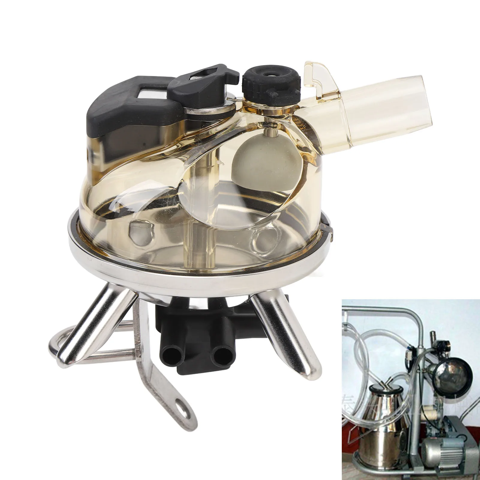 أداة تجميع حليب البقر الحليب مخلب العنقودية حليب البقر جامع 300 مللي قاعدة من الفولاذ المقاوم للصدأ غطاء شفاف مجموعة حلب البقر للمزرعة