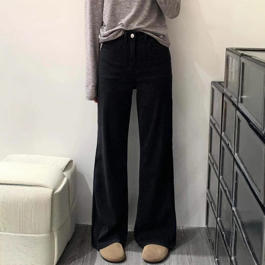 

High Waist Wide Leg Bla Denim Jeans Women's Loose Fit Straight Leg Floor-Length Trousers Casual Sle Spring 2025