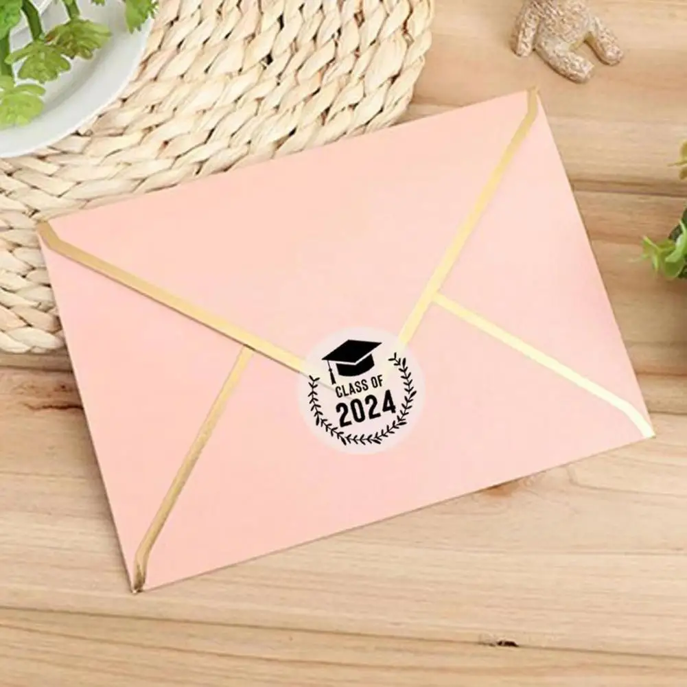 100Pcs Graduation Stickers Transparent Gold Foil Envelope Seals Congratulations Stick for Invitations Class of 2024