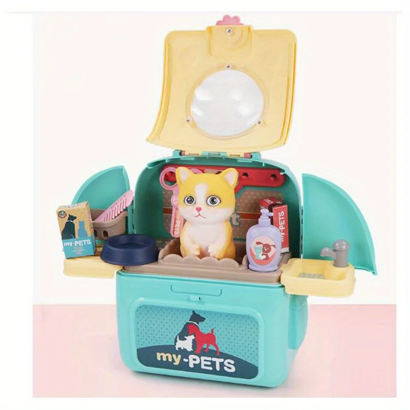 Ensemble de jeu de soins pour animaux de compagnie, Kit de médecin pour enfants, jeu de simulation de médecin, jouets de toilettage pour chiens, chiot, porte-chien, sac à dos d'alimentation pour chiens