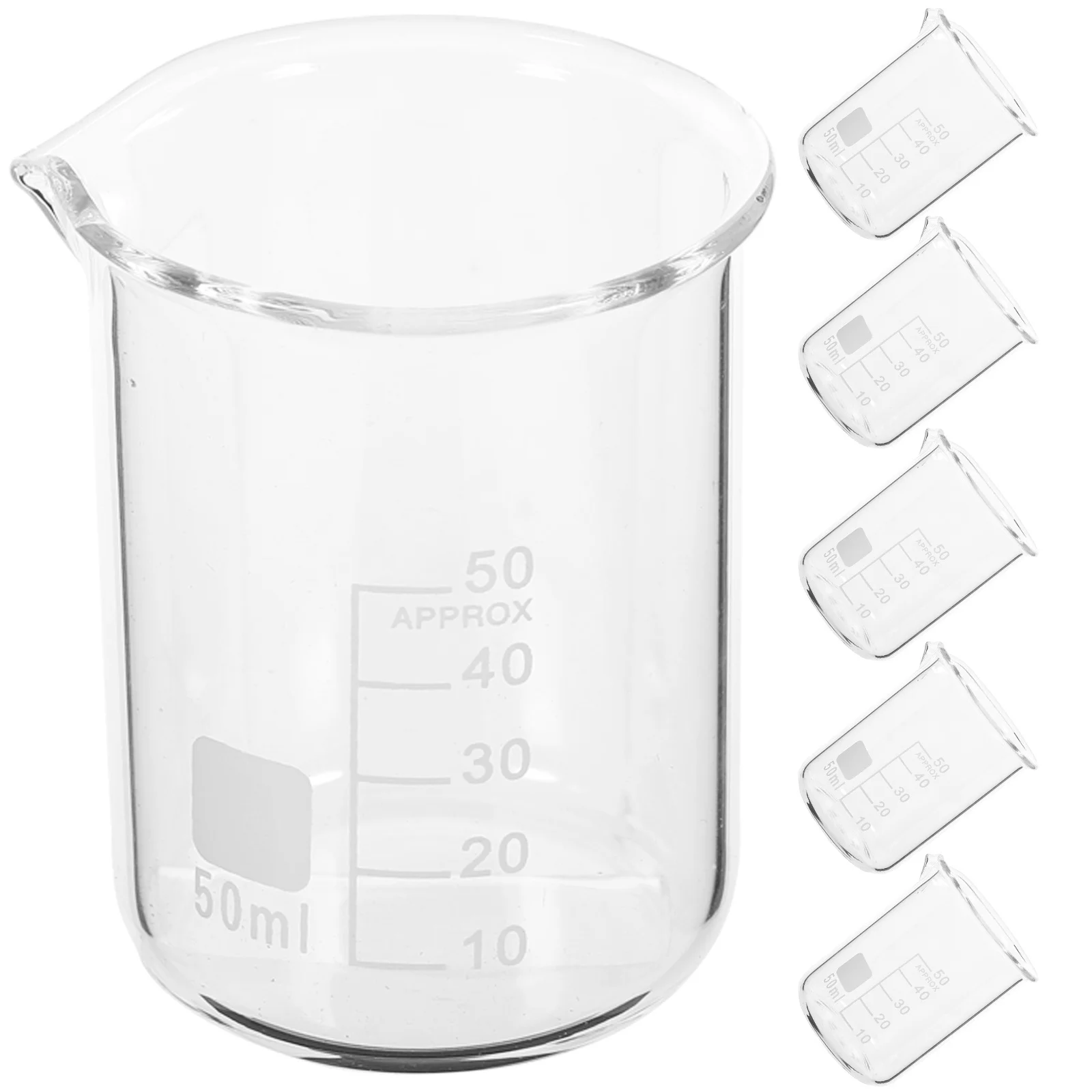

6Pcs Glass Measuring Beakers Set Clear Scale Accurate Measurement Stable Placement Lab Liquid Measuring Tools Chemistry