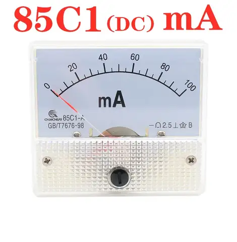 85C1 0-50mA 1mA 20mA 30mA 100mA 200mA 500mA DC 아날로그 패널 암페어 전류 미터 전류계 85C1 화이트 0-50mA 64*56mm Best5