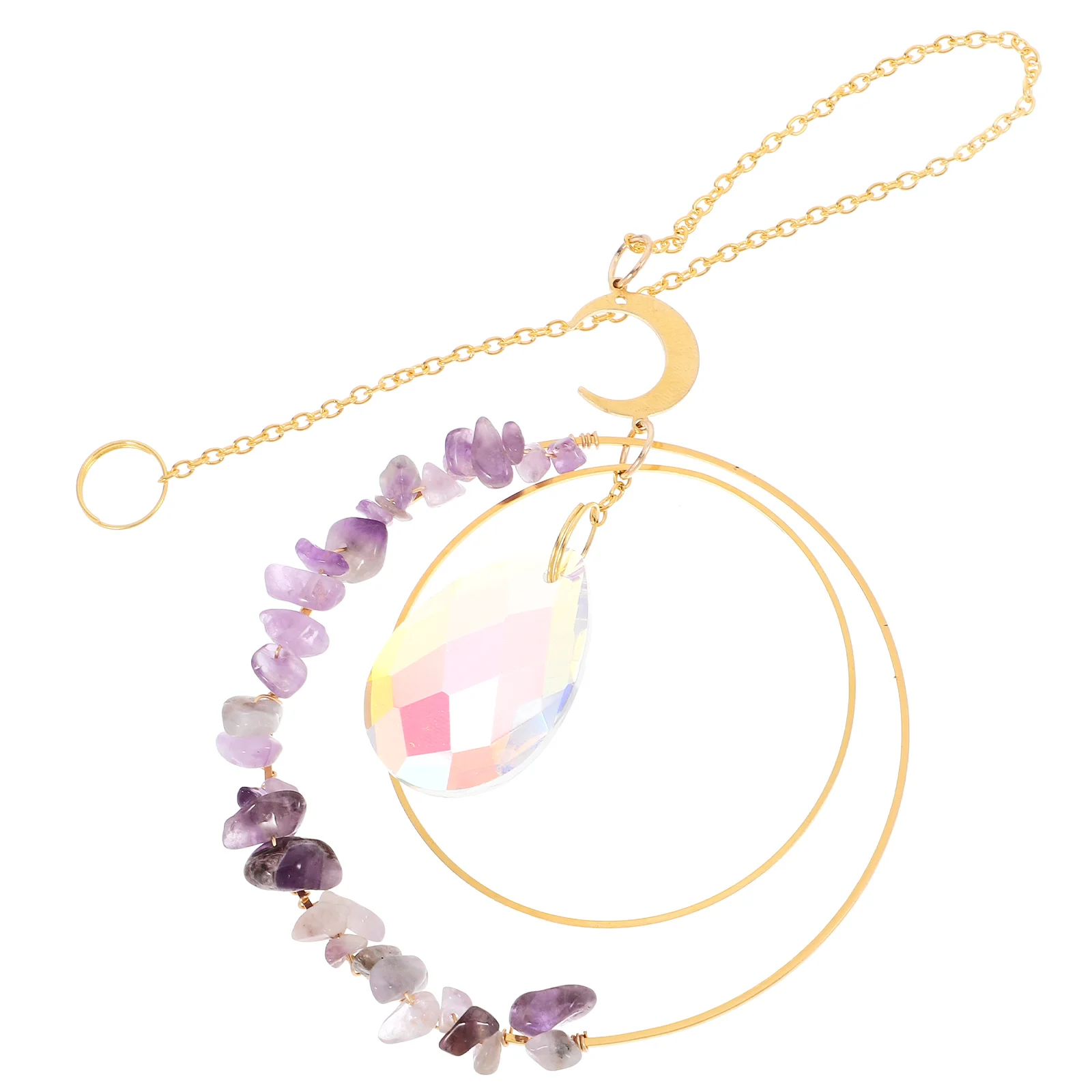 

Amethyst Wind Chime Crystal Sun Catchers Hanging Ornament Garden Decor Rainbow Light Suncatcher Chain Fantasy
