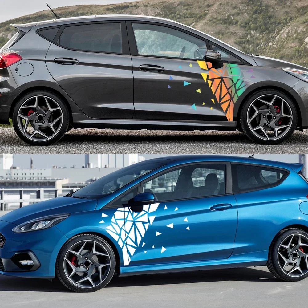 ملصق ديكور جانبي لباب السيارة لسيارة Ford Fiesta ST Racing Sport Stripes Decoration ملصق حائط من الفينيل ملحقات الضبط الخارجي