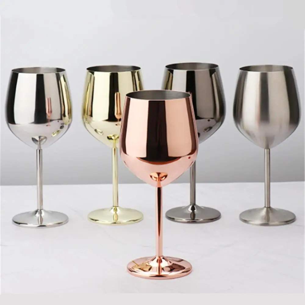 

Thickened 304 Stainless Steel High Foot Wine Glasses for Bar Mojito Cocktail Juice Cup Creative Red Wine Cup Modern Simple Style