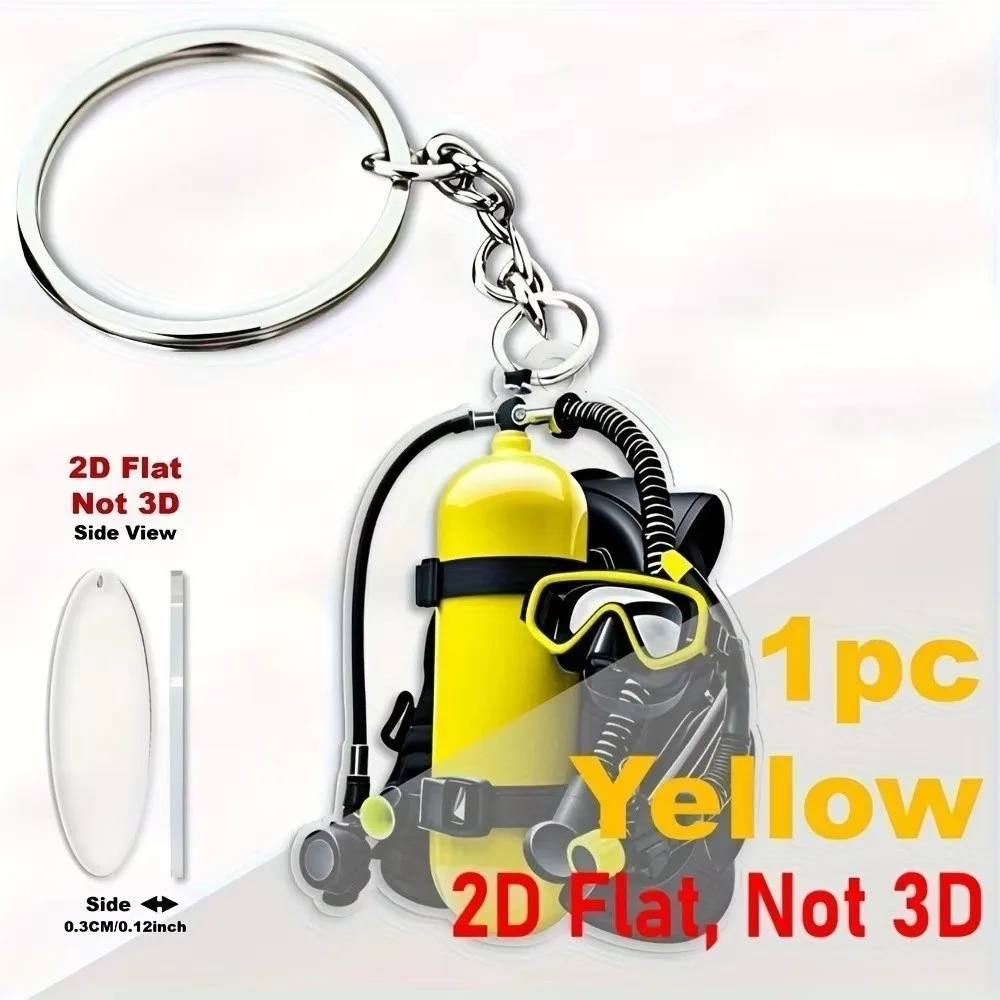 Acrylic Simulation Diving Equipment Keychain Fun Personalized Creative 2D Flat Tag Pendant Jewelry Gift Backpack Decoration