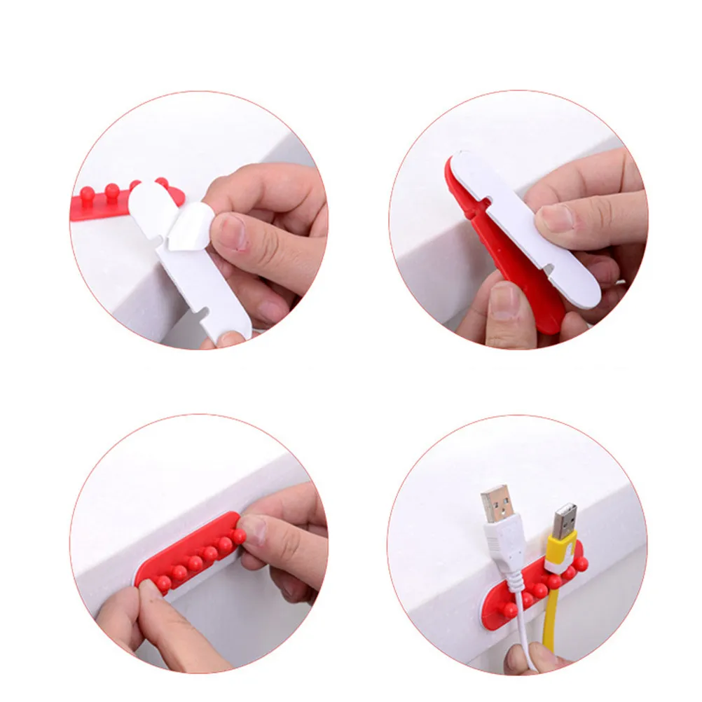 2Pcs Vivid Color ABS Cable Organizer Cord Holder for Desktop Wall Table Use Cable Winding and Tidying Up Cables Under 1Cm