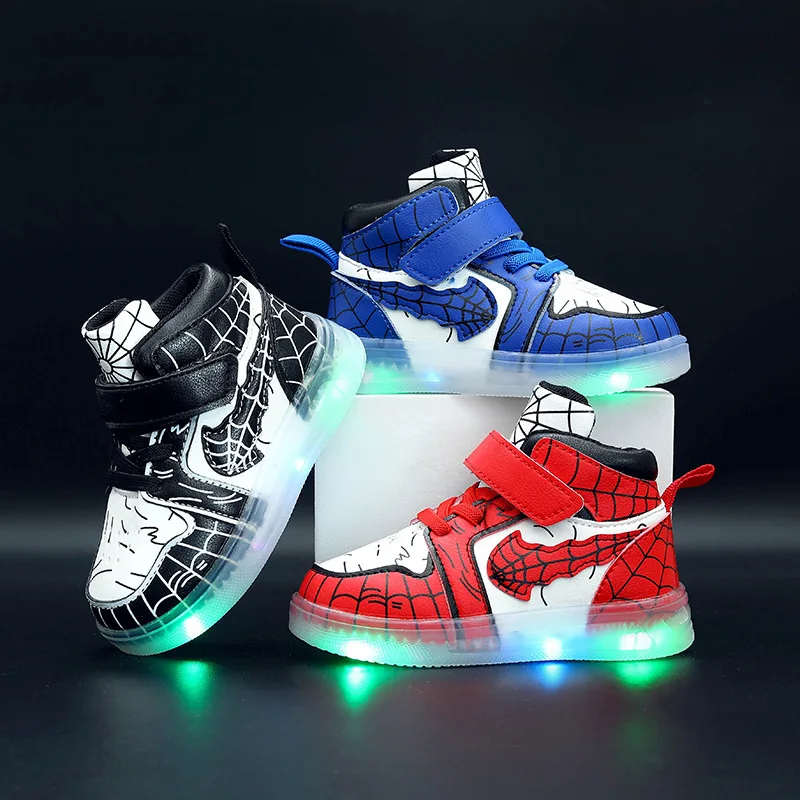 

Casual Boys Shoes Sports Leather LED Light Kids Shoes Baby Boy Sneaker Running Shoe