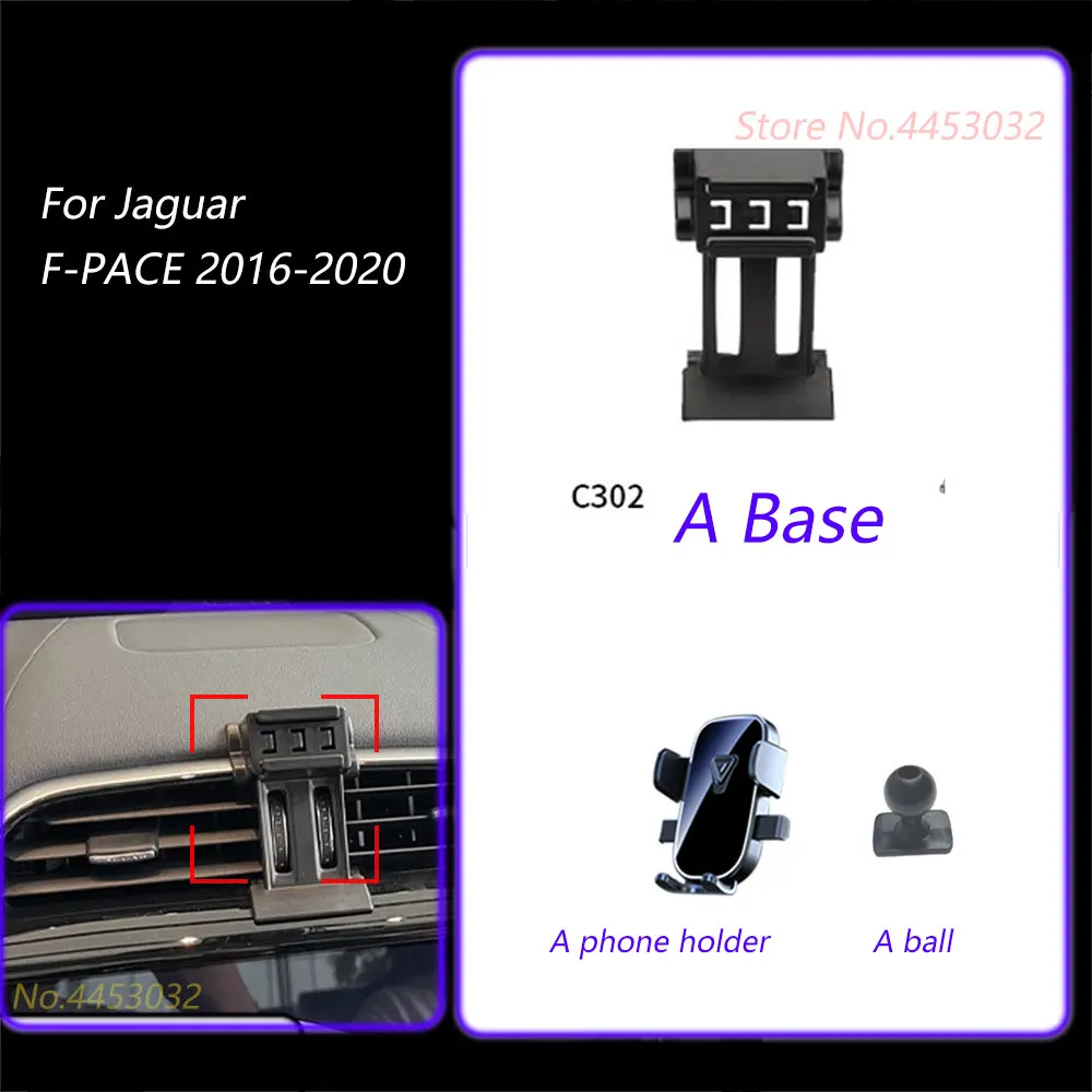 

1 Set Car Phone Holder And Base For Jaguar F-PACE 2016-2020 Gravity Stand Mount Rotatable Support Horizontal Bracket Accessories