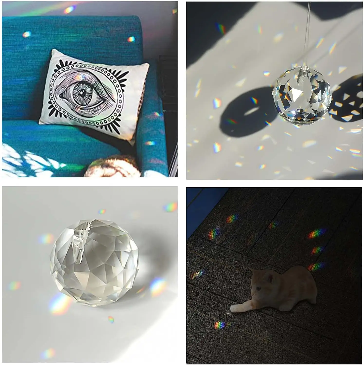10 Pcs 40mm Crystal Prism Balls with Nylon Strand K9 Glass Chandelier Faceted Hanging Window Suncatcher Suncatcher Rainbow