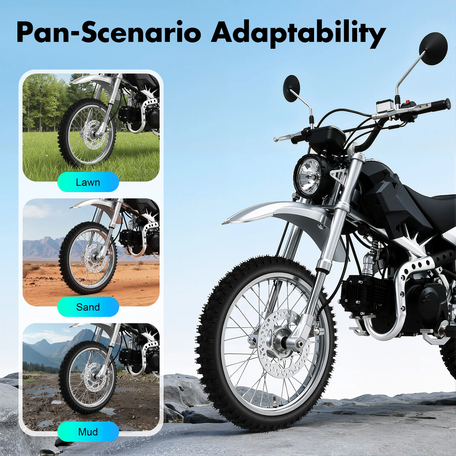 

Motorcycle 19in 70/100-19 Front Tire Front Tire With Inner Tube for Most Dirt Pit Bikes 50CC Up To 150CC