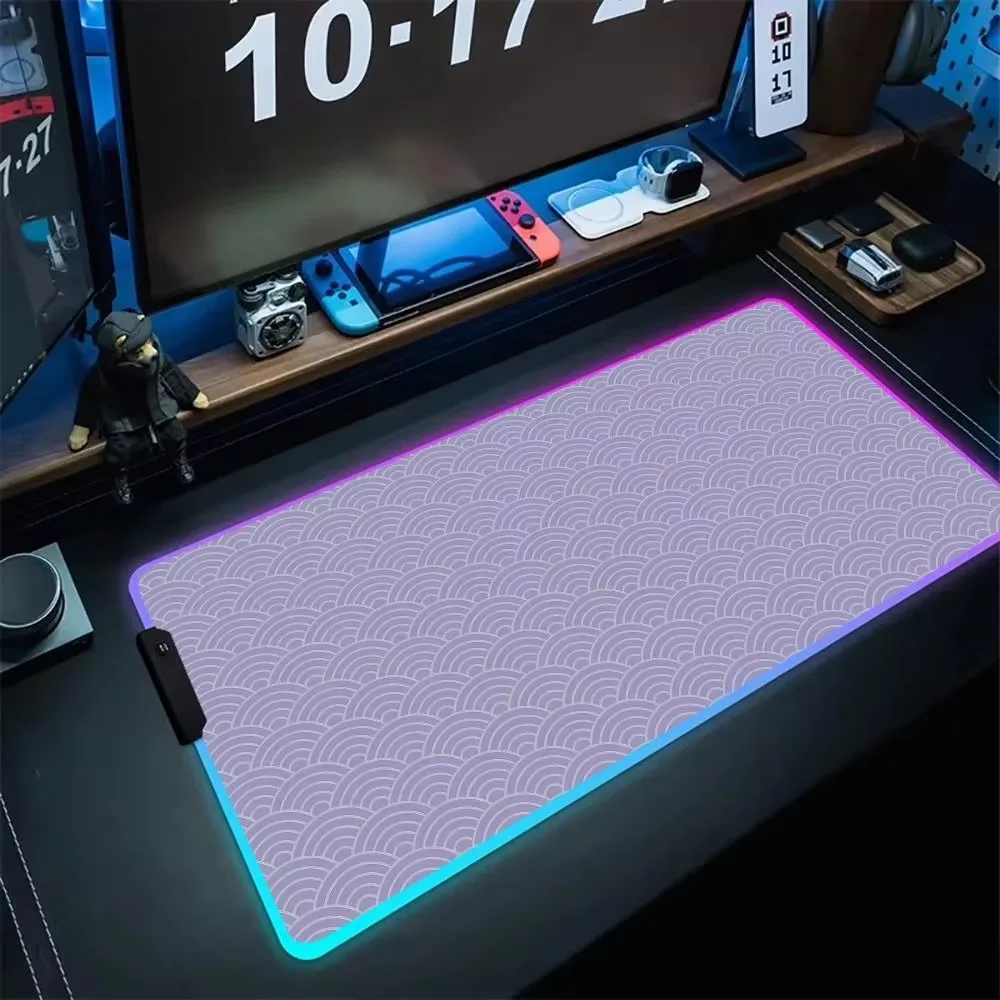 Hot RGB Mouse Pad Gamer Luminous Playmat Art Aesthetics XL HD Mousepad XXL Office Soft Non-Slip PC Art Simple Line Table Mat