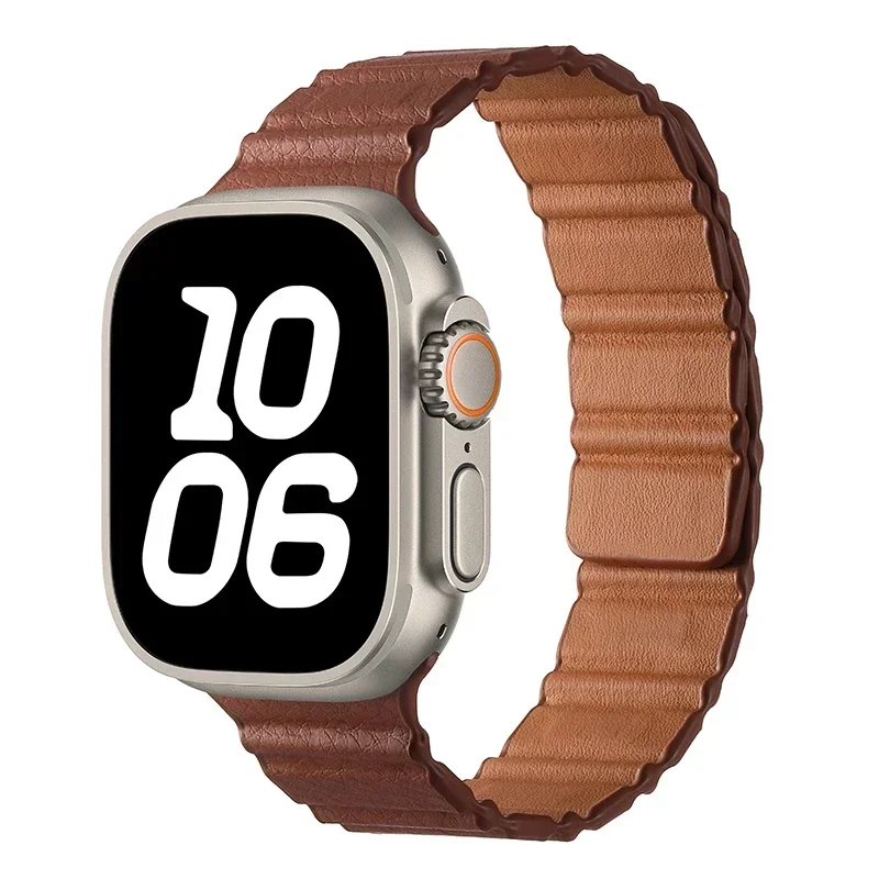 Skórzany pasek do Apple Watch Band 40mm 41mm 42mm 44mm 45mm 49mm Bransoleta magnetyczna iWatch Ultar 2 3 6 7 8 9 SE 10 42mm 46mm