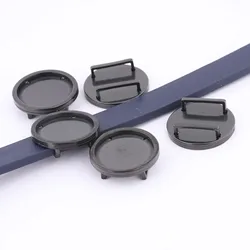 5pcs Flat Leather Bracelet Slider Base Settings Stainless Steel Black 16mm Cabochon Bracelets Bezel Blanks For Jewelry Making