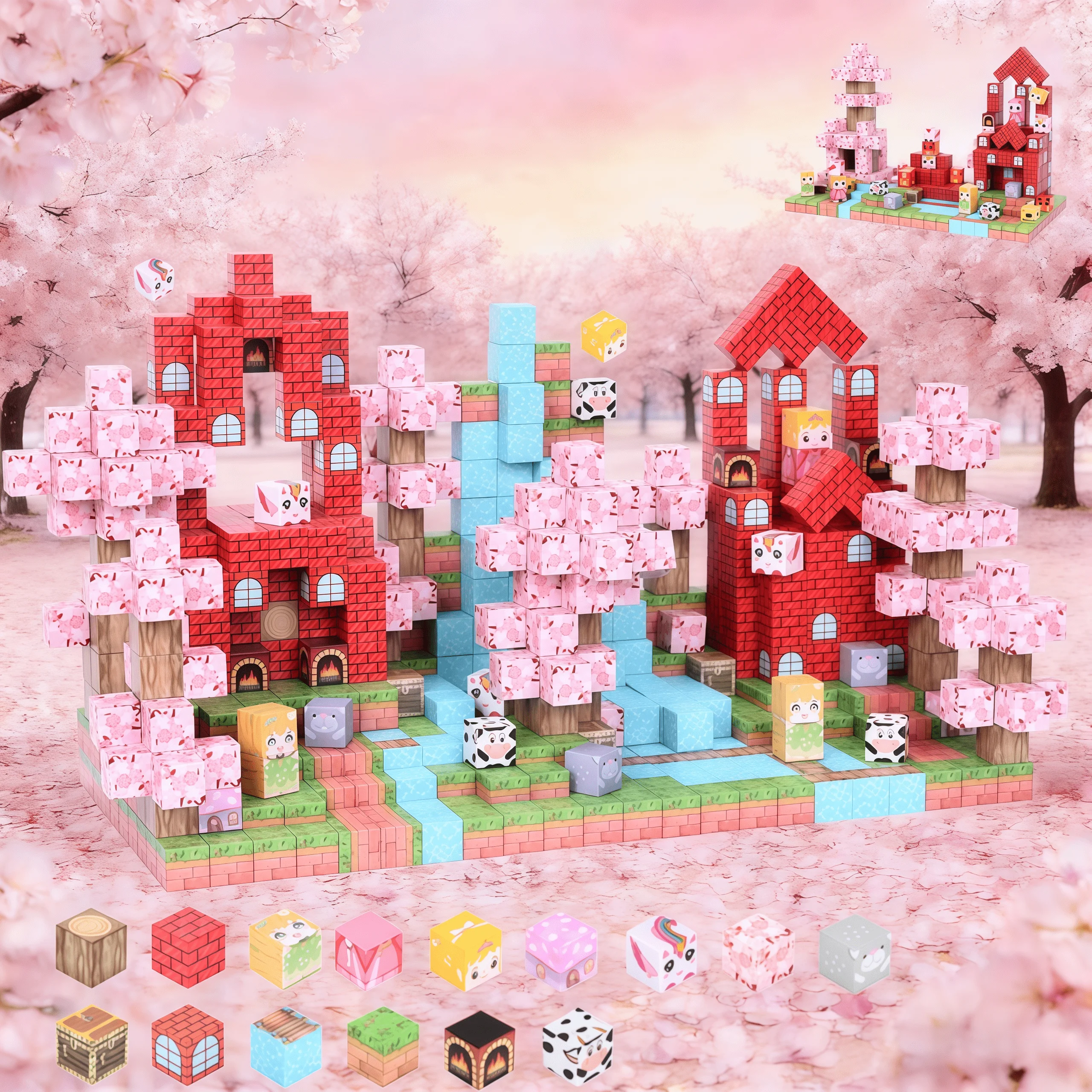 2026 Neue Magnetische Bausteine, 100-160 Teile. Sicherer Halt, verblasst nicht leicht. DIY-Konstruktionsspielzeug, ab 3 Jahren, individuelles rosa Set.