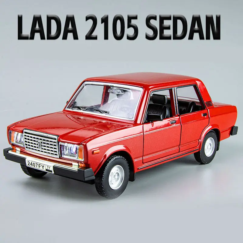 1/24 LADA 2105 SEDAN Alloy Car Model Diecast Metal Classic Vehicle Car Model Simulation Sound and Light Collection Kids Toy Gift