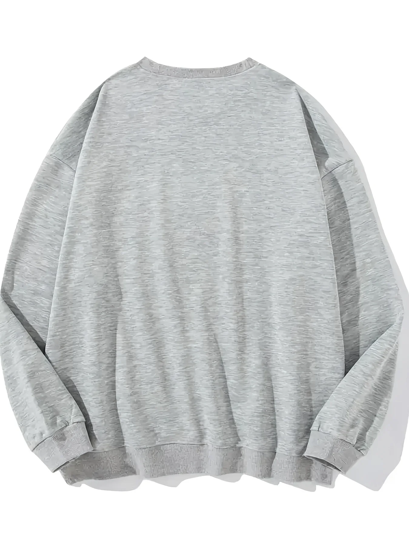 Men\'s autumn and winter casual sports loose oversized Paris print with fleece warm pullover round neck long sleeved sweatshirt