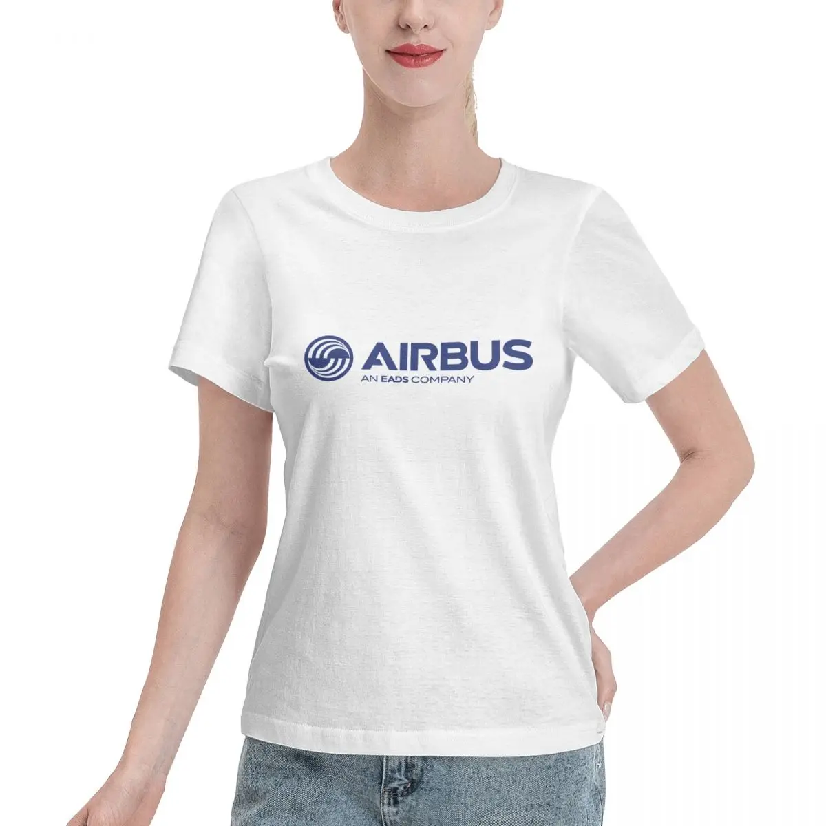 Camiseta de Airbus para mujer y niña, de manga corta Camisa de algodón con cuello redondo, An EADS Company