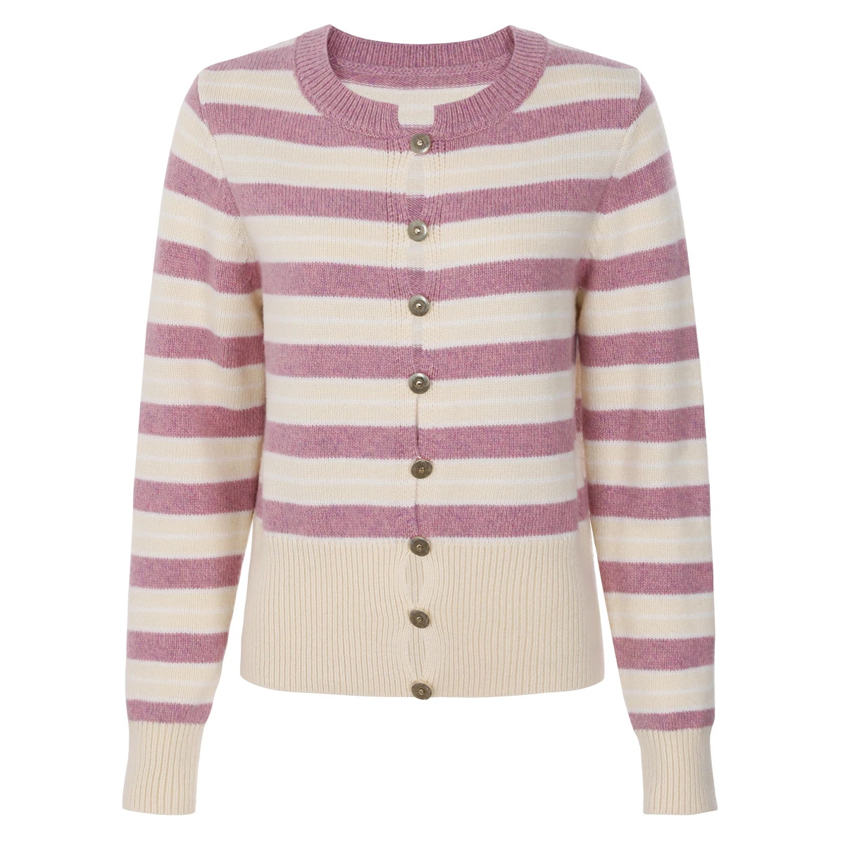 

Высокое качество, весенне-осенний новый стиль, модный темпераментный светский шерстяной вязаный топ с круглым вырезом и пуговицами