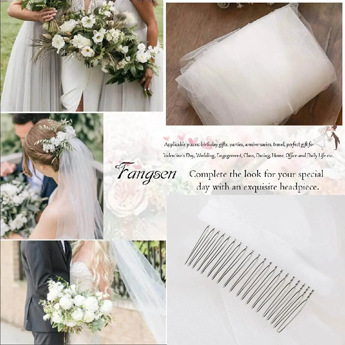 Wedding Bridal Veil with Comb 1 Tier Bridal Fingertip veil 2024