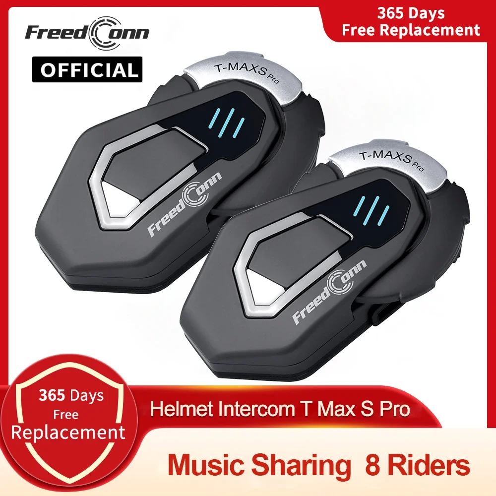 FreedConn Bluetooth Motorcycle Intercom Helmet Headset Music FM Waterproof 8 Riders Headphones Comunicator 1000M T Max S Pro