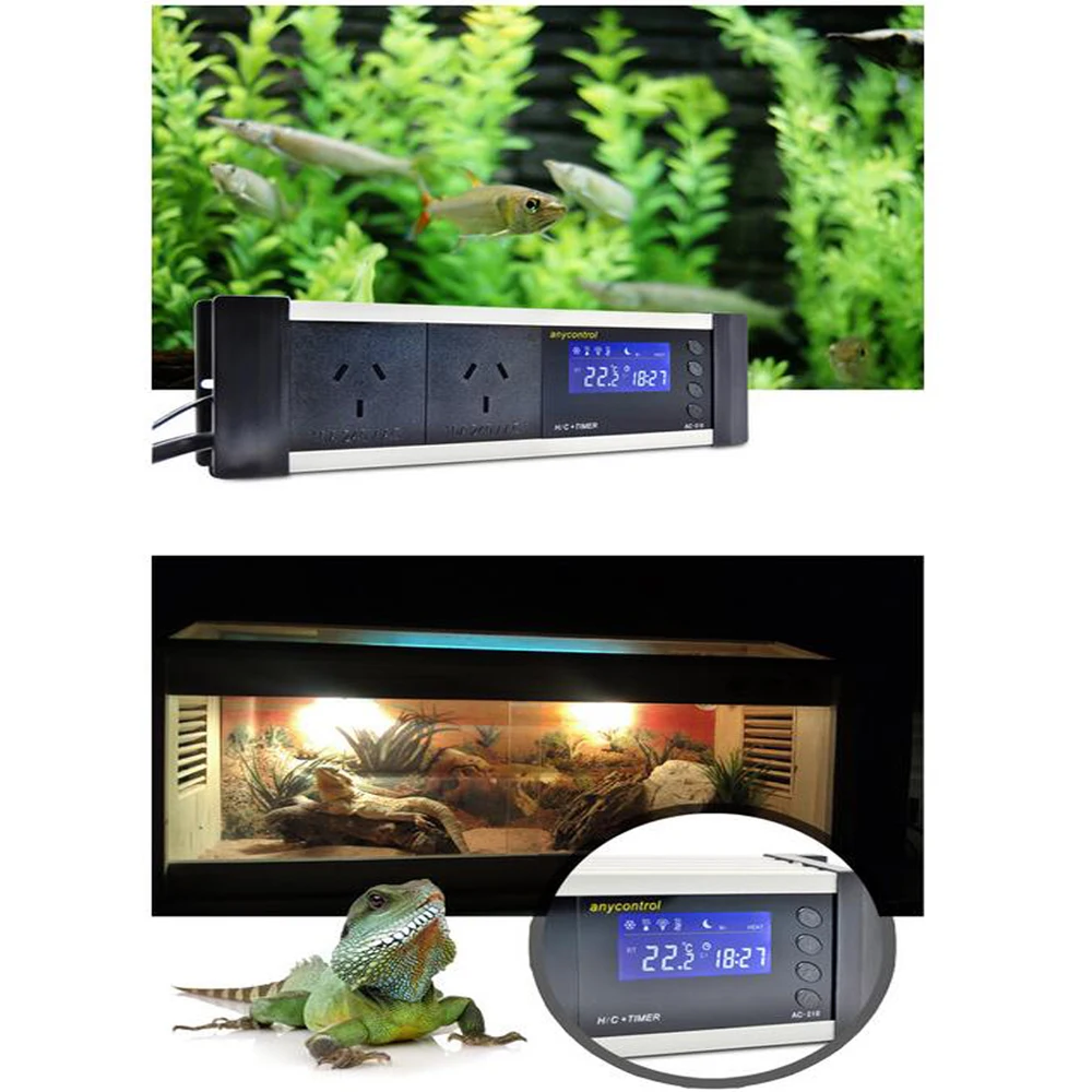 AC-210 0-50C ON OFF Reptile Thermostat With Timer AU EU UK US Plug Socket Sensor Regulator Pet Temperature Controller