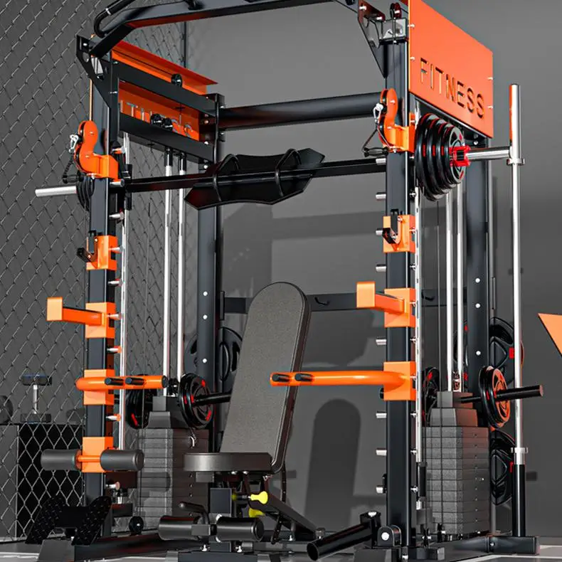 Appareil de fitness multifonctionnel commercial et domestique, type Bird Smith Machine, avec structure de portique et rack de squat intégré