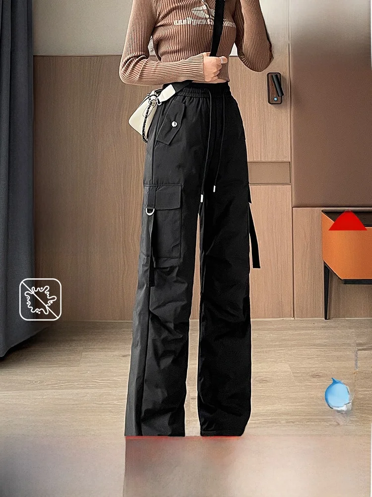 

Snow Flng Spring 2026 Women's Long Wide Leg down Pants Tee-Proof Outdoor Faion Sports High Waist Polyester Fiber Du d...