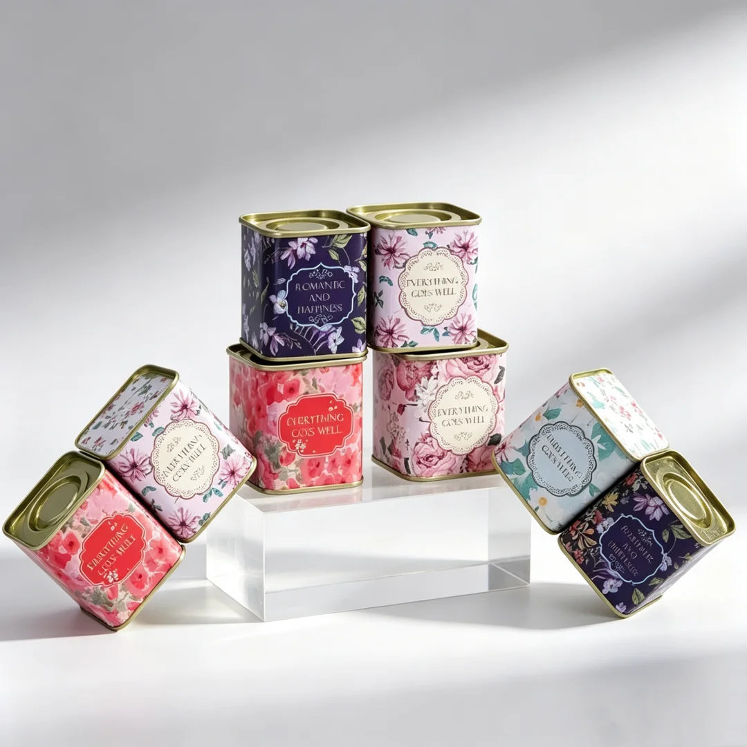 Beautiful Pattern Tinplate Metal Tea Can ,Oolong Pu er TieGuanYin tea packing can A variety of options Suitable for decoration