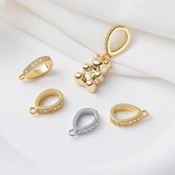 CZ Teardrop Pendant Bail With Open Loop Brass Gold Plated Charm Bail Clasp Connector For Diy Necklace Bracelet Jewelry Making