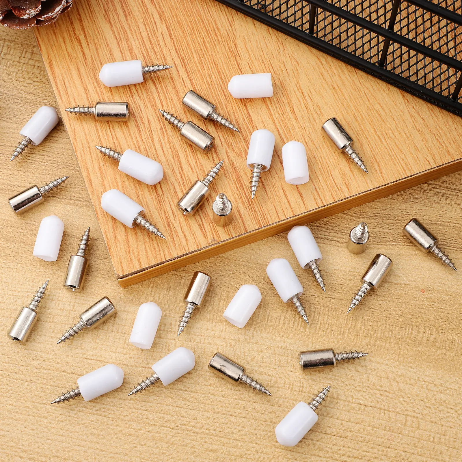 

50Pcs Self-Tapping Screws Shelf Support Pegs Heavy Duty Manganese Steel Stable Support for Cabinet Closet Bookshelf Furniture