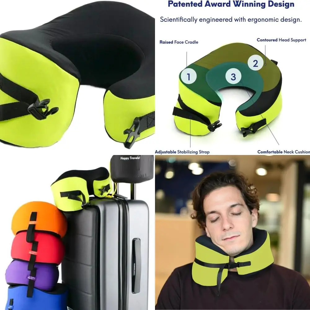 

Эргономичная дорожная подушка из пены с эффектом памяти, поддержка подбородка и шеи, компактная для использования в самолете, автомобиле и полете (большая)