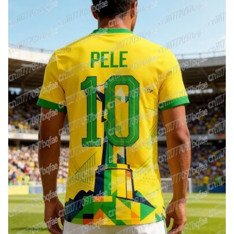 

Brazilian Football Shirt PELE Match Training Clothes Autumn Sports Dry Quickly Family Clothing Fans Popular T-shirt Y2k