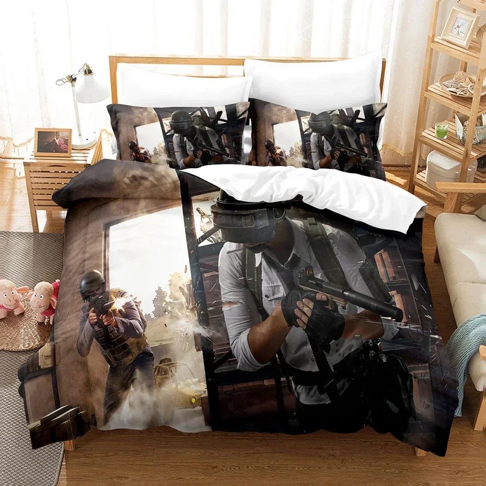 3D Print Game Battlegrounds PUBG Bedding Set Boys Girls Twin Queen Size Duvet Cover Pillowcase Bed Kids Adult Home Textileextile