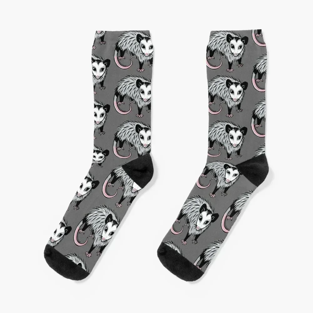 

Baby Possum Linocut Digital Socks gift winter Non-slip crazy Socks For Women Men's