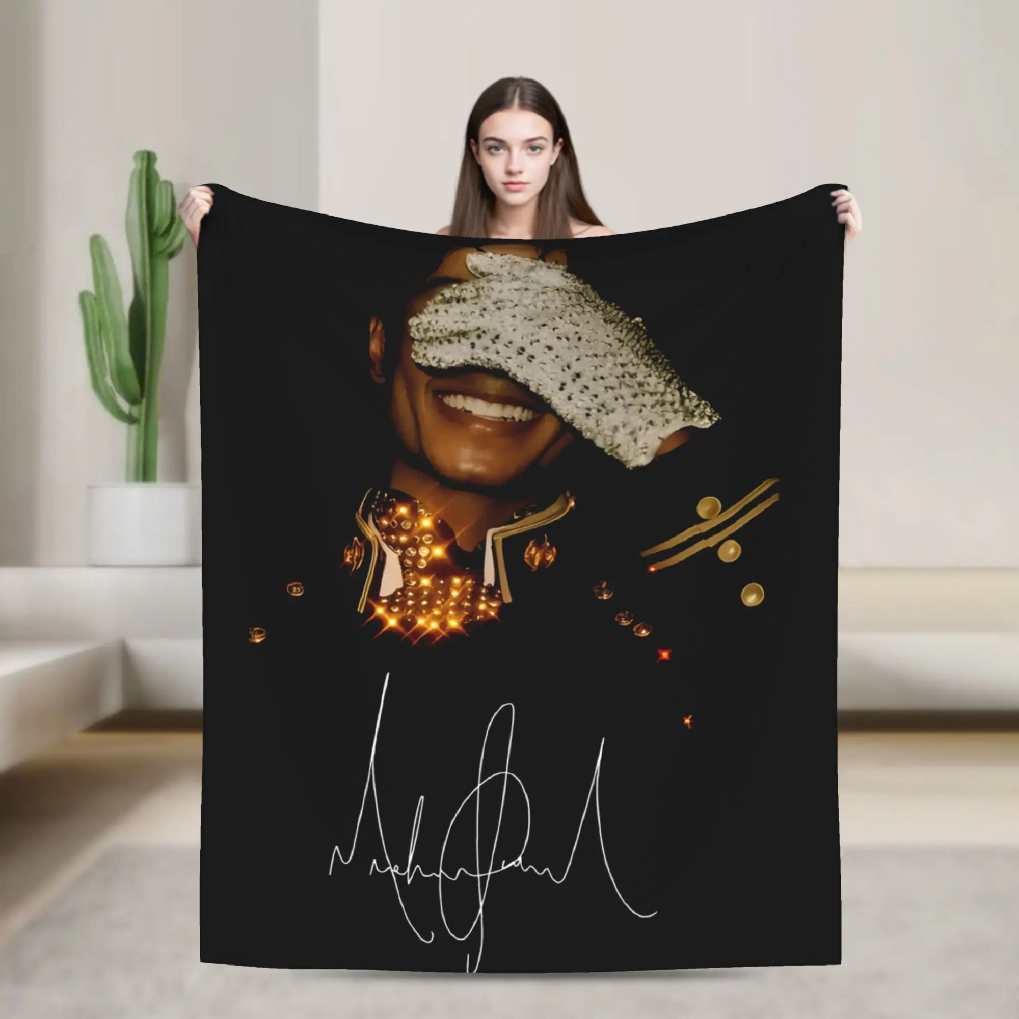 MJ king of pop THE GLOVE Flannel Throw Blanket Michaels Jacksons Blankets for Bedding Bedroom Ultra-Soft Bed Rug
