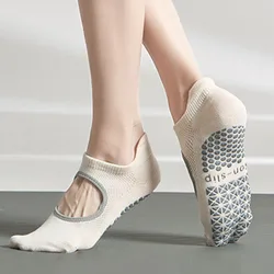 Chaussettes de yoga en silicone pour femme, chaussette à la cheville basse, non ald, pilates grip