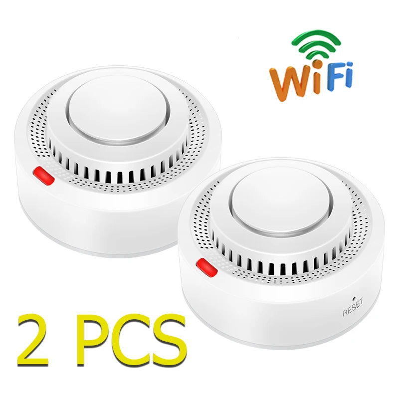 Tuya WiFi Smoke Detector Wireless Photoelectric Sensor Fire Alarm Home Kitchen Security System Smart Life App Alert Sound Alarm