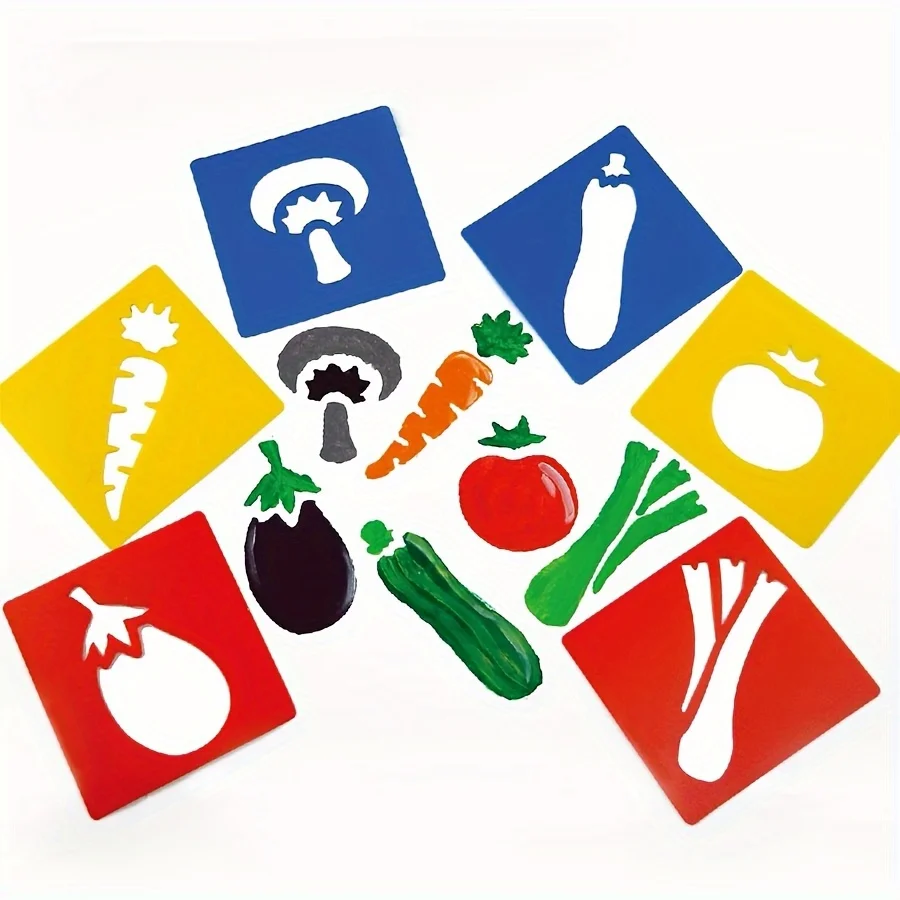 6pcs Plastic Drawing Template Graffiti Assistance Tool DIY Drawing Toys Animal Fruit Pattern Birthday Gift Painting Series JXB