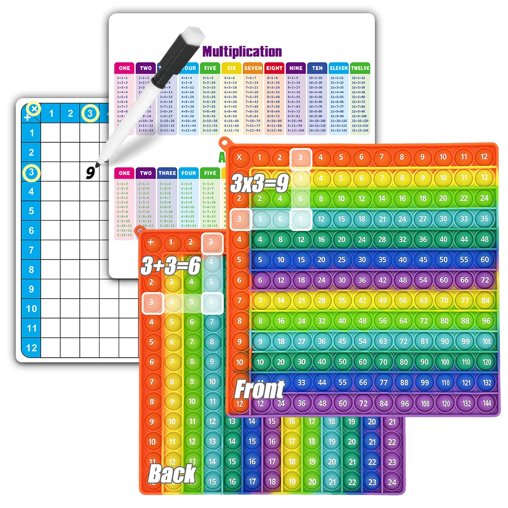 Multiplication Addition Math Games Develop Logic Thinking Flashcard Set Erasable Pen Writing Board Educational for Kids Age 3+
