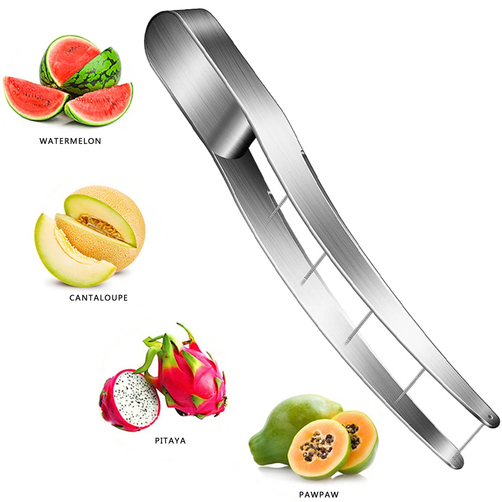 304 Stainless Steel Melon Cutter Watermelon Cutter Slicer Watermelons Safe Cutting Tool Cut Into Cubes Household Kitchen Gadgets