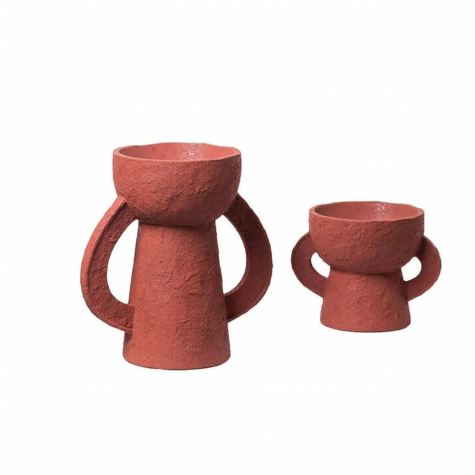 Sculptural Resin Decorative Vase with Handles for Living Room Shelf Console Table Flower Arrangement