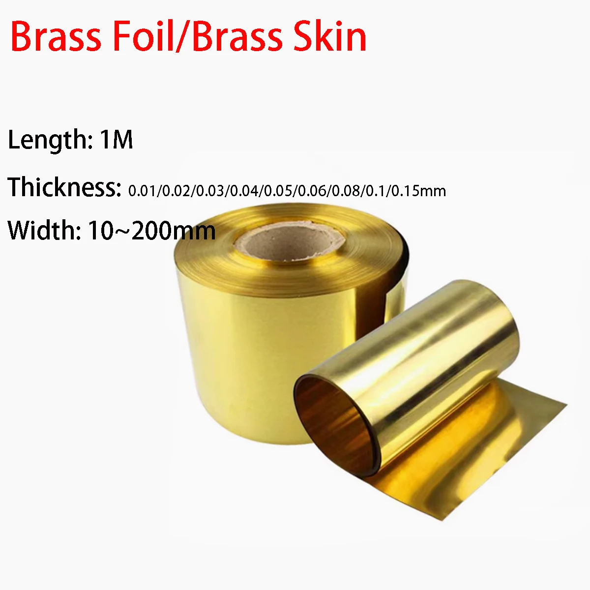 

1 Meter Long Brass Foil Thick 0.01/0.02/0.03/0.05/0.08/0.1/0.15mm Width 10-200 mm Brass skin Brass Metal Thin Sheet Foil Plate