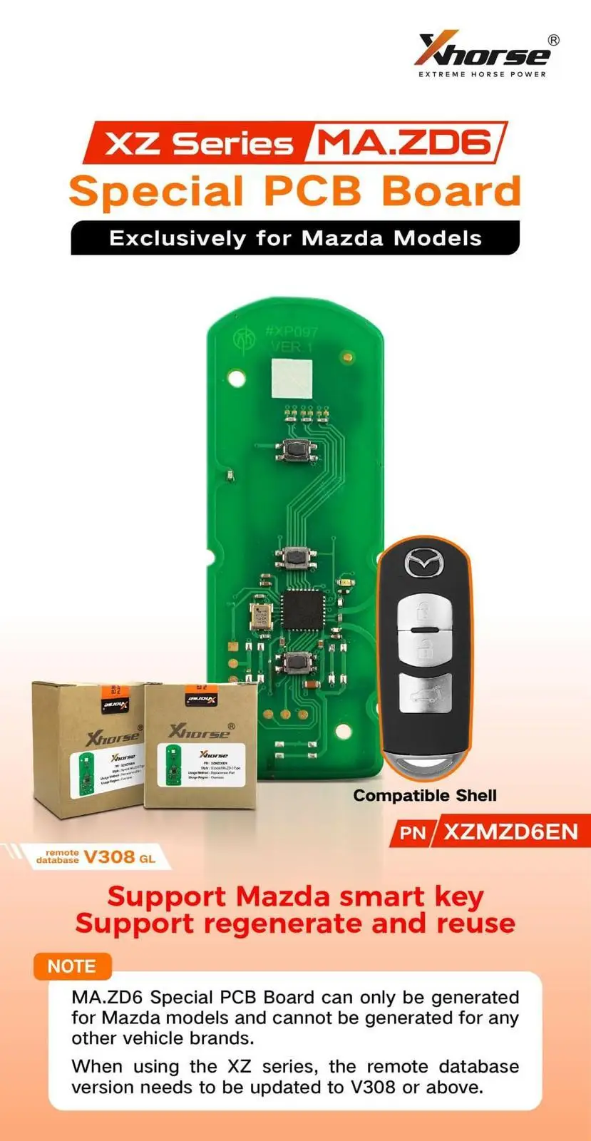 XHORSE XZPG00EN/XZMZD6EN Special PCB Board Exclusively for Peugeot Citroen DS & Mazda Models 1/5pcs/Lot