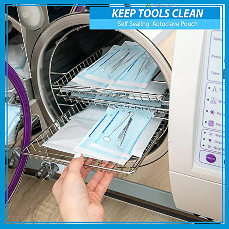 Одноразовый самозапечатывающийся чехол для стерилизации, 200 шт./кор., самозапечатывающиеся мешки для автоклава для стоматологических инструментов, наборы инструментов для ногтей, кисти для макияжа