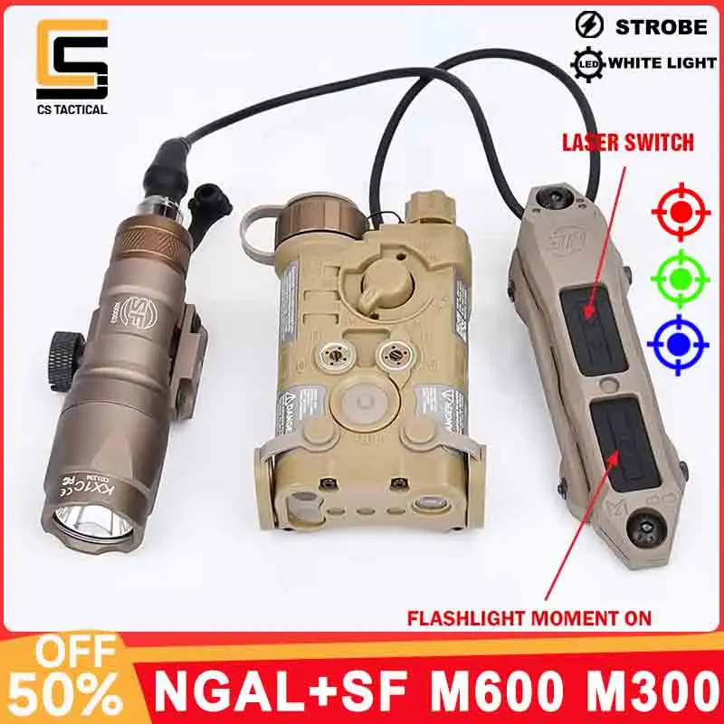 

NGAL Red Green Blue Laser SF M600 M300 Flashlight Sight White Strobe Light Fit 20mm Rail Hunting Weapon Lamp Airsoft Accessories