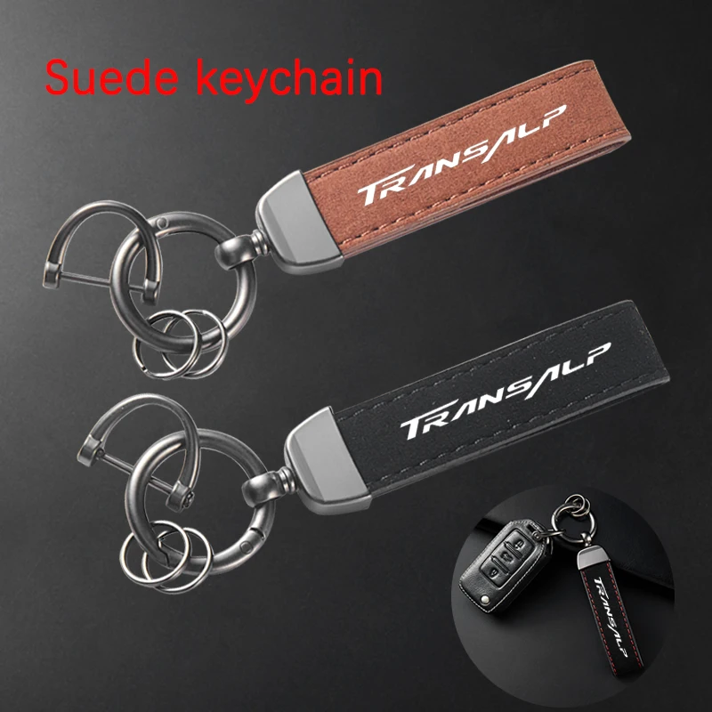 For Honda Transalp XL 600 650 700 V Xl650v XL700V Accessories High-Grade Leather Suede Keychain Motorcycle Key Ring