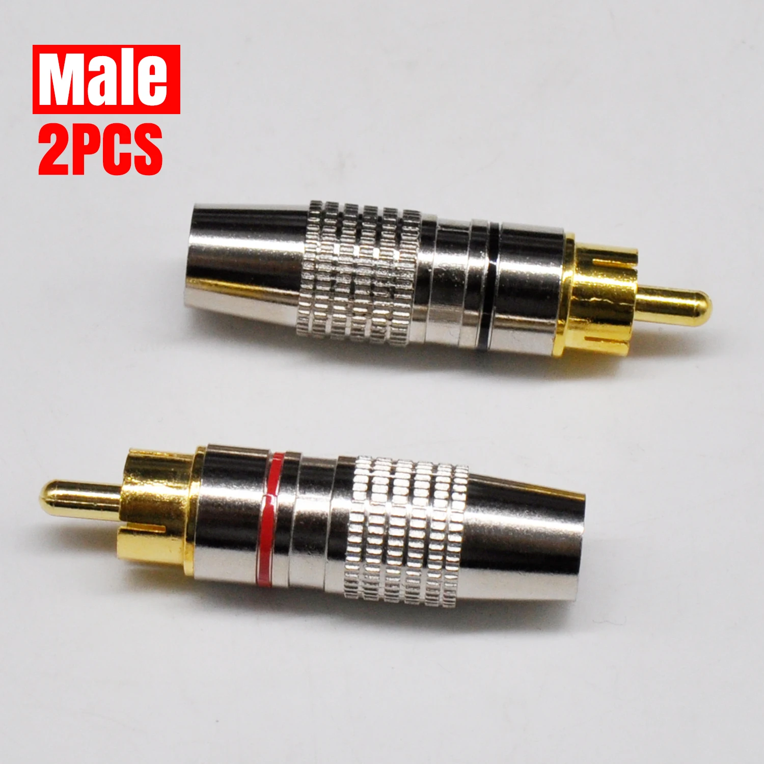 2pcs RCA Male Plug Adapter Gold Plated for Audio Speaker Home Theater Receiver