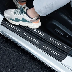 Carbon Fiber Car Door Sill Stickers For VW T-ROC r TROC R 2017 2018 2019 2020 2016 Rear Trunk Bumper Guards Anti-Scratch Decals