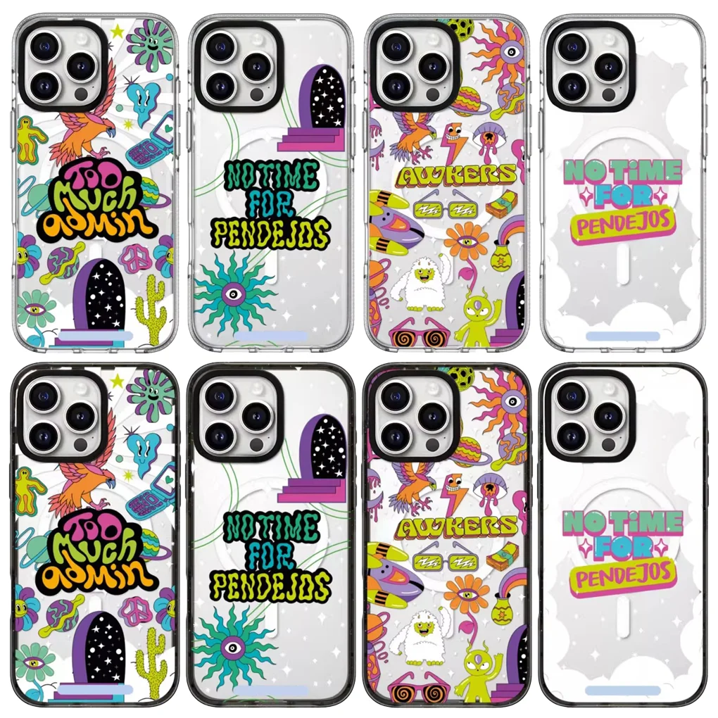 

No Time 2.0 Acrylic Black White Border Magnetic Phone Case Cover for IPhone 17 16 15 14 13 12 Pro Max Case